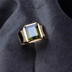 Gemstone Fine Jewelry Manufacturer Wholesale Classic 3.35 Ct Carats Natural <strong>Green</strong> Tourmaline Men Ring 18K Real Gold <strong>jewellery</strong> - Product Image 6