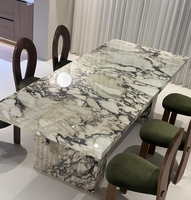 Ensemble de table à manger en marbre blanc Calacatta moderne et écologique de luxe pour la maison, la villa, la cuisine et le salon