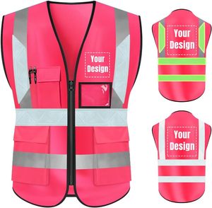 Áo phản quang màu hồng dành cho nữ, in logo tùy chỉnh, nhà cung cấp áo phản quang Trung Quốc - Product Image 2