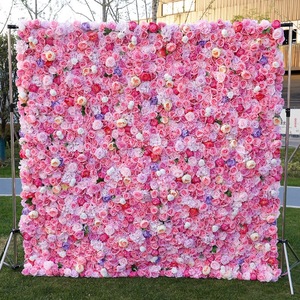 Wholesale 3d 5d Flower Wall Backdrop 8ft X 8ft <b>Artificial</b> Flower Wall Panel pink Flower Wall Backdrop for Wedding Decor - Product Image 3