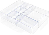 Boîte de rangement transparente moderne pour maquillage en PET Conception détachable Injection multifonctionnelle de forme rectangulaire pour articles divers de salle de bain