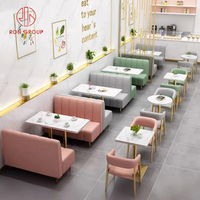 Ensemble de mobilier de restaurant moderne et durable en marbre pour café, avec banquette, chaise et table