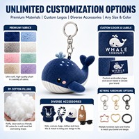 Porte-clés en peluche baleine personnalisé, mascotte, logo brodé sur mesure, OEM ODM, vente en gros, jouet en peluche, cadeau promotionnel