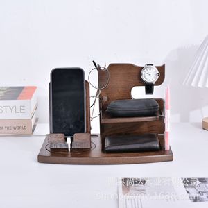 Wooden <b>desktop</b> storage rack for ornaments, bedside storage for mobile phones and watches, bedroom glasses and headphone rack. - Product Image 2