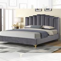 Ensemble de meubles de chambre à coucher de style italien en velours vert King Size Lit réglable King Size Lit avec matelas à ressorts