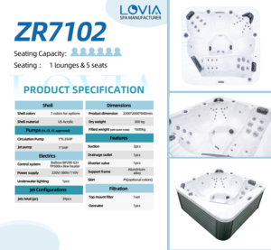 Spa Jacuzzi de Luxe pour 6 Personnes, Idéal pour Villas, Resorts, Hôtels, Soirées Spa, Spa Extérieur, Hydromassage - Product Image 4
