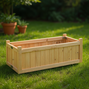 Jardinera elevada plegable de madera natural de 36x18x12 pulgadas para hierbas, frutas, flores y suministros de jardín - Product Image 2