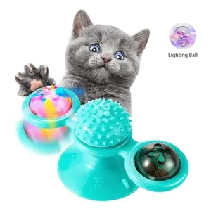 Pawise Offre Spéciale Drôle Massage Dents Nettoyage Produit Pour Animaux De Compagnie Tpr Twirly Whirly Cat Teaser Jouet Cataire Jouets Rotatif Chat Moulin À Vent Jouet