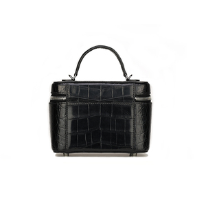 Trousse de Maquillage ZENOS Noire Effet Croco, Taille Moyenne, Fermeture Éclair, Poignée Souple Élégante, Sac de Maquillage Portable - Product Image 3