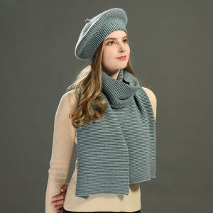 Chapeau <span class=keywords><strong>béret</strong></span> épais et chaud en laine, cache-cou, <span class=keywords><strong>béret</strong></span> en cachemire de luxe, <span class=keywords><strong>ensemble</strong></span> bonnet et <span class=keywords><strong>écharpe</strong></span> en tricot pour femmes, vente en gros - Product Image 6