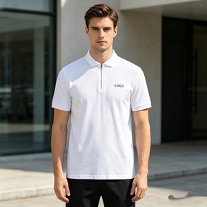 OEM short sleeve Men's Polo <b>Shirt</b>,<b>half</b> zipper pique mesh fabric Polo <b>Shirts</b> for Men,Custom 100% Cotton 350g high quality summer - Product Image 1
