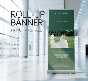 Portable Retractable Roll-Up Display Banner Stand Pull-Down Promotional Banners