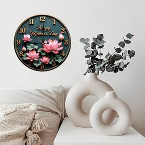 Round Wooden <b>Wall</b> <b>Clock</b> 25cm <b>Silent</b> Non Ticking Home Decor <b>Clock</b> - Product Image 2