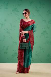 Blusa de Seda con Estampado Tradicional Rangoli para Saree, con Bonitos Bordes, para Fiestas, Venta al Por Mayor - Product Image 3