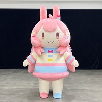 Costume de mascotte gonflable en peluche de lapin de dessin animé pour fille, directement de l'usine, costume gonflable publicitaire de personnage de dessin animé pour fille