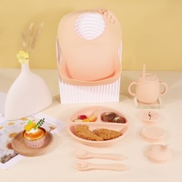 Ensemble de 10 assiettes en silicone pour enfants, design compartimenté, bavoir pour bébé, accessoires pour l'alimentation complémentaire, articles pour mères et nourrissons, style minimaliste