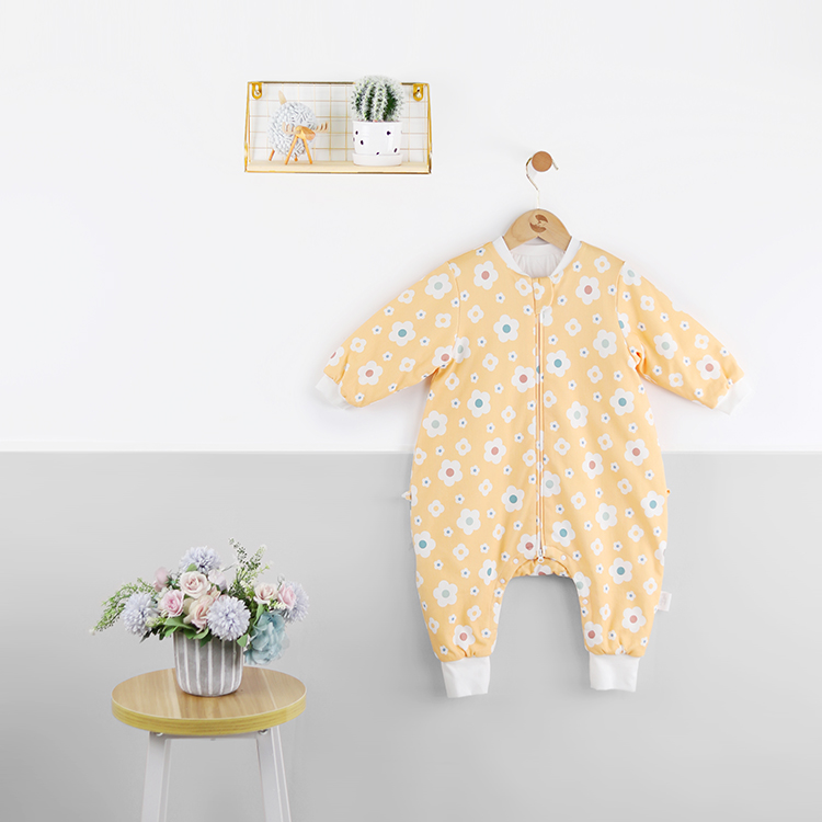 Зимний вязаный органический спальный мешок для новорожденных оранжевого подсолнуха