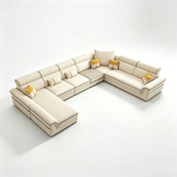 Canapé modulaire en forme de L, canapé d'angle en tissu cuir beige pour salon, meubles de maison