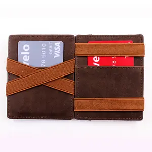 Portafoglio in pelle da uomo di marca personalizzato minimalista vintage mini porta carte di credito in pelle fermasoldi bifold magic slim portafoglio da uomo