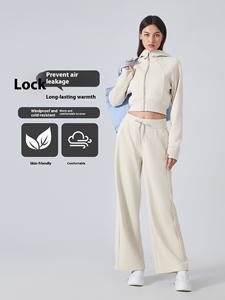 Giacca da <span class=keywords><strong>donna</strong></span> Casual corta e sottile da Yoga autunno inverno nuova <span class=keywords><strong>felpa</strong></span> <span class=keywords><strong>con</strong></span> <span class=keywords><strong>cappuccio</strong></span> <span class=keywords><strong>con</strong></span> cerniera e funzione Anti-Pilling - Product Image 4