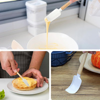 Spatule de cuisine en silicone à bords doux avec manche en bois, outil de cuisine pour mélanger les salades, étaler le pain grillé et faire cuire