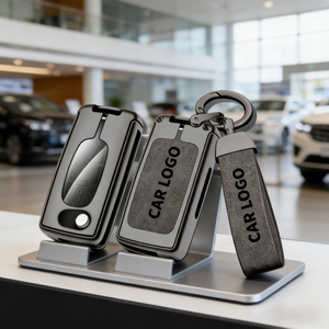 Portachiavi in Pelle Pieghevole Personalizzato con Logo Auto per <span class=keywords><strong>Citroen</strong></span> C2 <span class=keywords><strong>C3</strong></span> C4 C5 C6 C8 e Peugeot 107 207 307 - Product Image 1