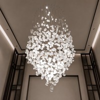 Lustres sur mesure en verre et pierre, design nordique moderne et luxueux, art de la lumière, pour hôtel, lampe suspendue pour escalier