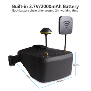 แว่นตา FPV รุ่น Kimpok 800D ขนาด 7 นิ้ว จอ LCD ความละเอียด 800x480 ระบบ 5.8G 40CH พร้อมตัวรับสัญญาณแบบ Diversity บันทึกภาพ DVR รองรับ 8 ภาษา ดีไซน์ถอดประกอบได้ รุ่น EV800D - Product Image 2