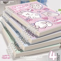 Cuaderno de Anillas con Cubierta de PP de Hojas Sueltas, Estilo Instagram, con Diseño de Dibujos Animados, 60 Hojas Desmontables con Cuadrícula, Ideal para Regalo