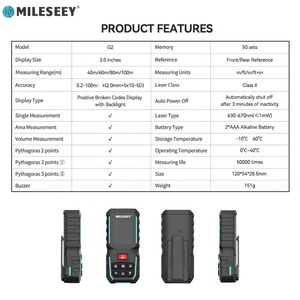 Télémètre laser Mileseey G2 100m à grand écran pour mesurer les volumes - Product Image 5