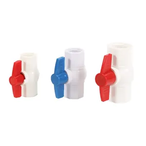 valve 3 couleurs Suppliers-Vanne à bille compacte en plastique pvc, poignée rouge en plastique