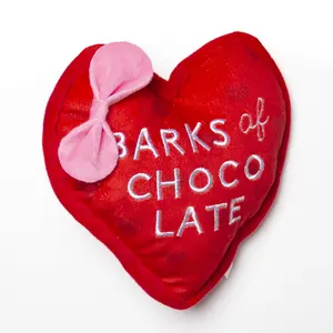 Hewan kustom dengan squeaker coklat mainan anjing mewah 2024 Terbaik Hari Valentine's HEART dengan BOWRED/PINK + menyesuaikan mainan mewah