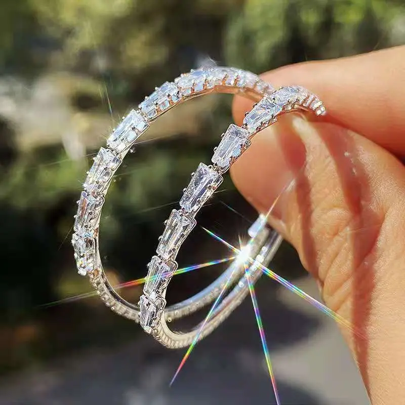 Fashion gold silver diamond hoop earrings diamond hoop earrings for women Wholesale N97217