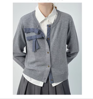 Pull-over Chic Femme Tricoté Court Style Preppy Col Rond Manches Longues Vintage Vega Chang