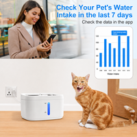 Fontaine à eau intelligente pour animaux de compagnie avec Wi-Fi, 2,5 L, bol en acier inoxydable, triple filtration, ultra silencieuse, surveillance par application, distributeur d'eau pour chats et chiens