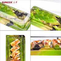 Sunzza boîtes à sushi jetables avec motif personnalisé plateau à sushi en plastique PET à emporter conteneur d'emballage de sushi avec couvercle transparent togo