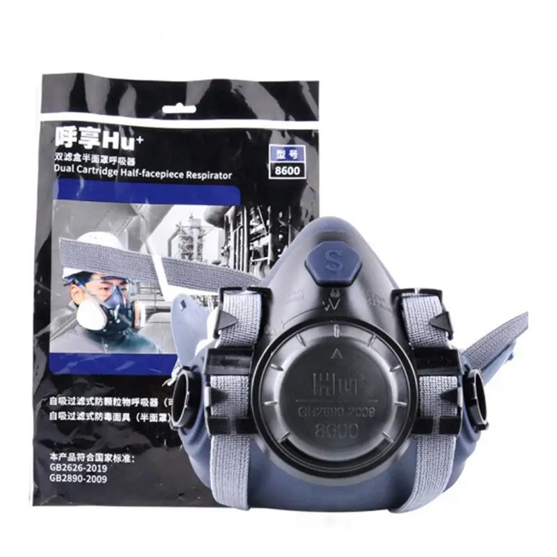 Máscara de proteção respiratória, filtro de gás russo, máscara de gás contra poeira, gás, oxigênio ce cinza, caixa dupla de filtro, 1 peça