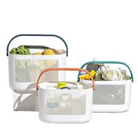 Panier de rangement multifonctionnel en plastique écologique à double poignée et maille creuse pour la salle de bain, idéal pour le lavage des mains des enfants