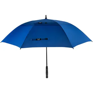 Karışık 2 parça toptan büyük çift gölgelik bacalı rüzgar geçirmez şemsiye otomatik açık düz özel logo ile Golf şemsiyesi