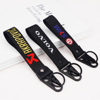 Porte-clés moto personnalisé en polyester tissé avec logo imprimé, boucle bouche d'aigle, cordon court de poignet