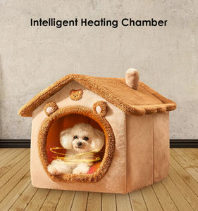 Abri pour chat en molleton de corail de couleur personnalisée coussin chauffant facile à assembler pour animaux de compagnie pour l'hiver respirant et sûr pour la maison des chats - Product Image 2