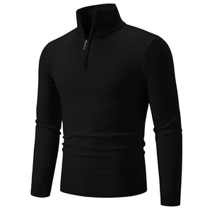 Sẵn Sàng Để Tàu Người Đàn Ông Áo Len Dài Tay Áo Dệt Kim Áo Len Nửa Zip Giản Dị Rắn Màu Cao Cổ Áo Thun Dây Kéo Người Đàn Ông Của Áo Len - Product Image 2