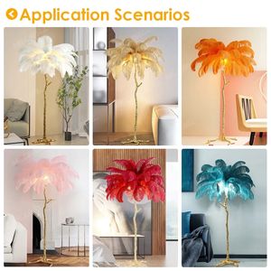Plume d'autruche Led Plancher Moderne Nordique De Luxe Branche D'arbre Intérieur Debout Lumière Résine Cuivre Plume d'autruche LED <span class=keywords><strong>Lampadaire</strong></span> - Product Image 4