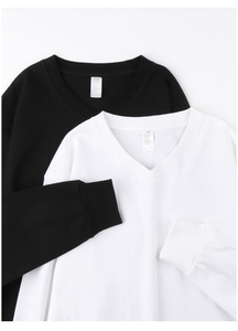 <span class=keywords><strong>T</strong></span>-<span class=keywords><strong>shirt</strong></span> unisexe à manches longues et <span class=keywords><strong>col</strong></span> en <span class=keywords><strong>V</strong></span>, 250 grammes, 100% coton, blanc et <span class=keywords><strong>noir</strong></span>, personnalisé par le fabricant MT2492 - Product Image 2