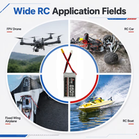 Baterai Lipo RC 4S 14.8V 850mAh 100C untuk Multirotor FPV 2~3 Inci, Mobil RC Mini, Pesawat Aerobatik Kecil, Perahu RC Mini, Bersertifikasi CE FCC ROHS