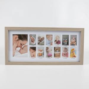 Recuerdo de crecimiento de bebé, primer año, nuevo, montaje en pared, 13 orificios, marcos de fotos con Collage de madera - Product Image 6
