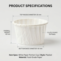 3.25oz tasses de portion de sauce à soufflé jetables écologiques gobelets en papier de médecine brun blanc biodégradables compostables
