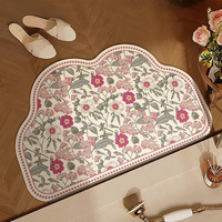Tapis en terre de diatomées antidérapant, résistant à l'usure, séchage rapide, absorbant l'eau, entretien facile, motif floral pour salle de bain domestique
