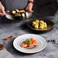 Assiette de dîner en porcelaine de style japonais, rétro, de luxe léger, compatible micro-ondes et four, pour pâtes, plats occidentaux et steaks, du fabricant d'origine.