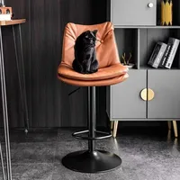 Chaise de bar moderne en cuir et métal, légère, durable, écologique, avec pieds en fer, pour usage commercial extérieur, maison, bureau, hôtels